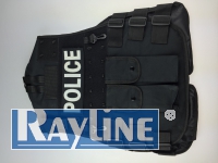 Softair Weste Police (schwarz) VT117 mit Waffenholster